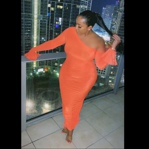 Get it right orange midi dress